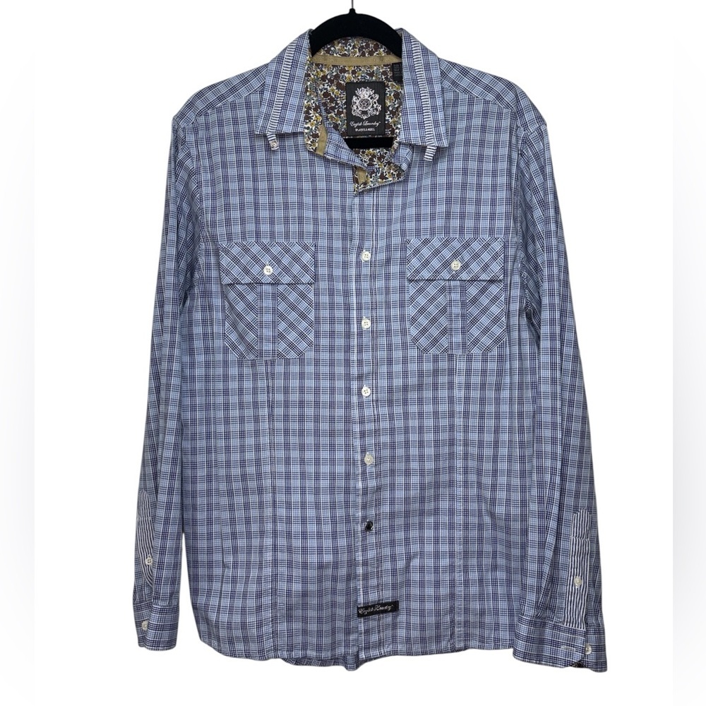 English Laundry Blue Plaid Button-Down Shirt